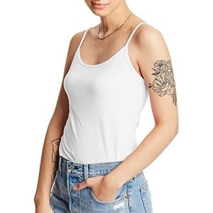 Hanes Vrouwen Stretch Katoen Cami met Ingebouwde Plank BH Shirt, Kleur: wit, M