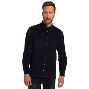 JP 1880, Heren grote maten, corduroy hemd, klederdracht-shirt, lange mouwen, buttondown-kraag, moderne pasvorm, Donkerblauw, 3XL