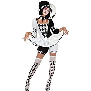 Atosa 22963 22963-Hofnarr vrouwelijk kostuum, maat zwart/wit, dames, XL