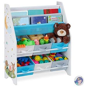 Relaxdays Kinderkast Voor Speelgoed - Kinderboekenkast met 6 Kisten - Boekenrek - Kastje - A