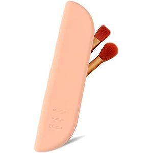 Make-up kwastenhouder make-up kwasten opslag, 21 cm siliconen make-up penseelhouder, penseel opbergen, make-up sets voor vrouwen en meisjes, draagbare reis-make-upkwastenetui (kaki)