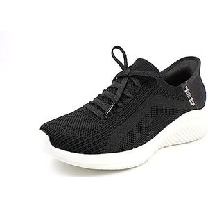Skechers Ultra Flex 3.0 Briljant Pad dames Sneaker Low top, Zwart gebreide witte rand, 37.5 EU
