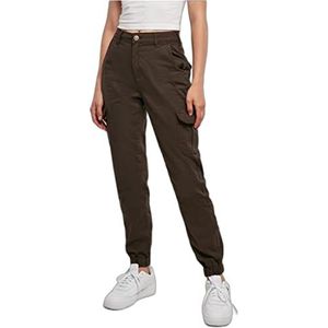 Urban Classics Cargobroek voor dames, hoge taille, cargo-broek met opgestikte zakken, verkrijgbaar in vele kleuren, maten 26-34, bruin, 26