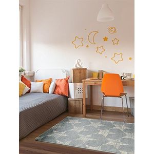 Benuta Tapijt Justin lichtblauw 140x200 cm | Modern tapijt voor woon- en slaapkamer