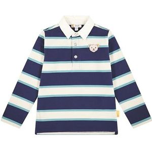 Steiff Jongens gestreept poloshirt lange mouwen, Crown Blue., 98 cm