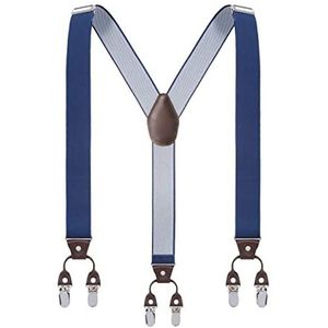 Morain Y Back bretels voor heren, met 6 sterke clips, brede verstelbare elastische bretels voor casual & fomal, blauw, 3,27 x 9,49 x 3,62 cm