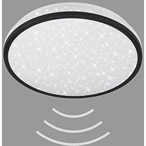TELEFUNKEN - LED-plafondlamp met sterrendecoratie, badkamerlamp incl. bewegingssensor, plafondlamp met daglichtsensor, neutraal witte lichtkleur, 16 watt, 1.500 lumen, wit/zwart, Ø 28 cm, 318305TF