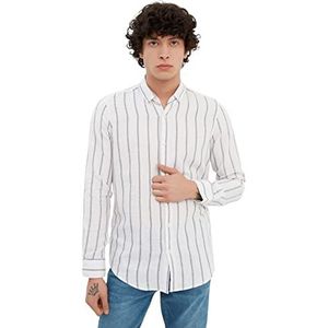 Trendyol Mannelijk Slim Basic Shirt Kraag Geweven Shirt, marineblauw, M