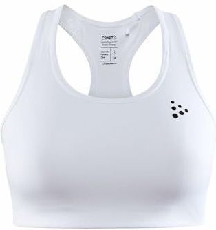 Craft Core Training Bra Classic, sportbeha voor dames, M, wit, medium ondersteuning, sneldrogend sportondergoed voor dames, vochtafvoerend weefsel, beha voor dames, zonder beugel