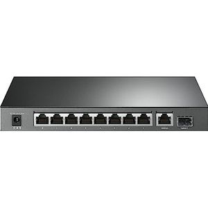 TP-Link 10-poorts gigabit PoE + switch, 8 PoE + poorten, 1 RJ45-poort, 1 SFP-sleuf, 802.3at / af, 63 W PoE-voeding, stalen behuizing (TL-SG1210P)