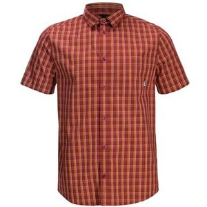 Jack Wolfskin Hot Springs T-shirt M aankleedhemd Deep Ruby Check XL heren, Diep robijnrood geruit, XL