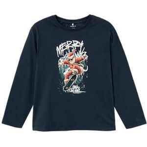 NAME IT Jongens Nkmremusjul Ls Nreg Top Box Shirt met lange mouwen, Dark Sapphire, 122-128