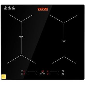 VEVOR Inductiekookplaat, inductiekookplaat, 6800 W, 4 platen, inductiekookplaat, touchscreen, 9 warmtestanden, ingebouwde inductiekookplaat, automatische uitschakeling en kinderbeveiliging