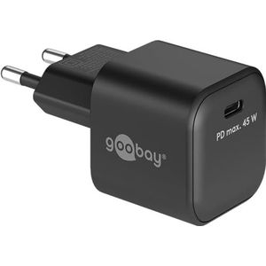 goobay 65331 USB C PD snellader (45W) / mobiele telefoon lader/voeding voor laadkabels van iPhone en andere mobiele telefoons/Quick Charger adapter/netstekker USB C/oplaadadapter/zwart