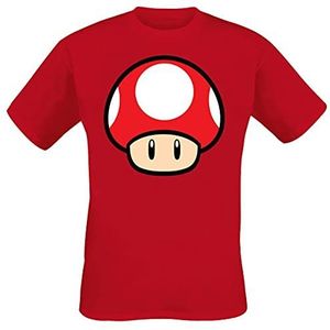 Super Mario Mushroom Heren T-Shirt rood S, 100% Katoen, Regular, Rood, S