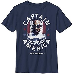 Marvel Likeness The Falcon and The Winter Soldier Caps Inspiration Boy's Premium Solid Crew Tee, Navy Blue, X-Small, Navy, XS