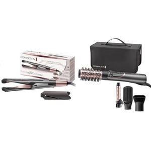 Remington Föhnborstel/Heteluchtborstel Curl & Straight Confidence (3-In-1-Stylingtool) AS8606 & Remington Stijltang Curl & Straight Confidence (Haar krullen met Stijltang), S6606B (Amazon Exclusief)