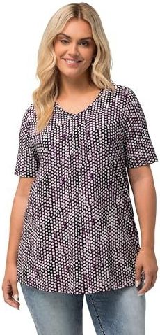 Ulla Popken - Shirt - Lila - Normale Pasvorm - Halve Mouw - Ronde Hals
