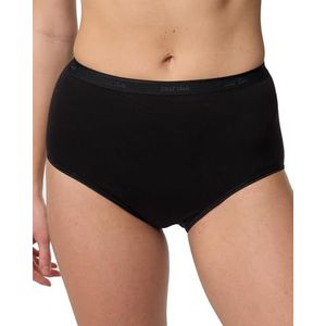 Nur Die Tailleslip van GOTS biologisch katoen Maxislip Highwaist ondergoed onderbroeken basic stetch dames, zwart, 48-50