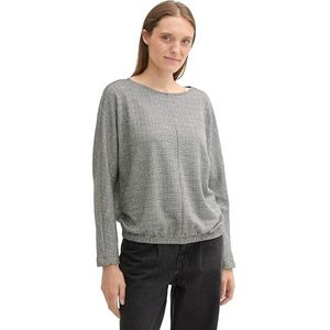 TOM TAILOR Sweatshirt voor dames, 36595 - Zwart Wit Structuur, L