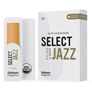 D'Addario Organic Select Jazz Filed Altsaxofoonriet - Saxriet - Het eerste & enige biologische riet - 3 zacht, 5 stuks