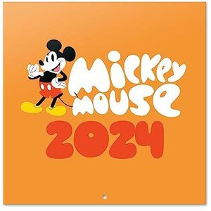 Grupo Erik Kalender 2024 Disney Mickey - Broschürenkalender 2024 30x30 cm - Fsc-gecertificeerde wandkalender - Wandkalender 12 Maanden + poster