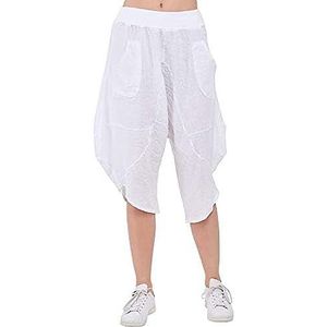 Bonateks, Sarouel Korte broek met zakken en elastische tailleband, Duitse maat: 36, Amerikaanse maat: S, wit - Made in Italy, wit, 36