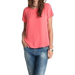 ESPRIT Dames regular fit blouse vloeiende crèpe blouse, roze (Coral Dream 916), 38