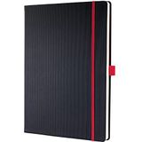 SIGEL CO660 Premium notitieboek geruit, A4, hardcover, zwart, rood - conceptum