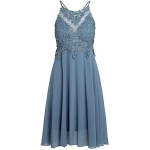 APART cocktailjurk van chiffon, mesh en kant, lichtblauw, M, lichtblauw, M