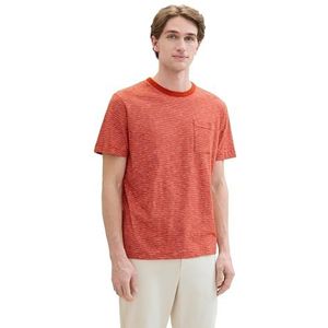 TOM TAILOR Heren T-shirt, 35600 - Marocco Orange Fine Stripe, XL