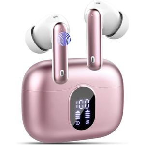 Bluetooth 5.3 hoofdtelefoon, draadloos, met 4 ENC-ruisonderdrukking, microfoon, bluetooth, hifi, stereogeluid, 36 uur speeltijd, IP7 waterdicht, led-display, touch-bediening