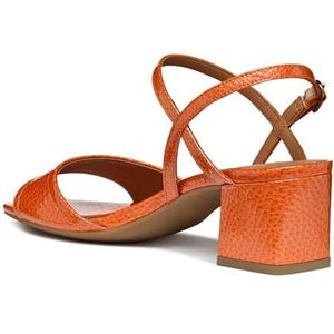 Geox Dames D New ERAKLIA 50 Heeled Sandal, oranje, 37,5 EU, oranje, 37.5 EU