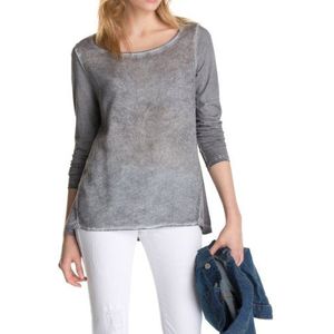ESPRIT Dames shirt met lange mouwen losse longsleeve in materiaalmix 034EE1K039, grijs (Pebble Grey), XL
