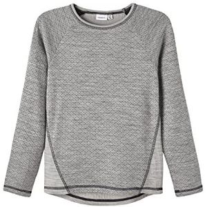 Bestseller A/S Unisex NKNWILL Wool/Poly JAQ LS TOP XXIII shirt met lange mouwen, Grey Melange, 116, gemengd grijs, 116 cm