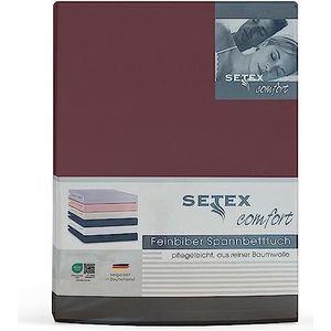 SETEX Hoeslaken van flanel, 180 x 200 cm, 100% katoen, laken in bordeaux (wijnrood)