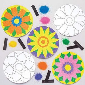 Baker Ross Bloem zand kunst magneet kits (Pack van 6) lente ambachten voor kinderen te versieren en te tonen