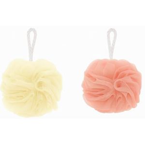 Set van 2 peeling-sponzen voor de douche, sponzen van zacht net voor een perfecte reiniging in verschillende kleuren