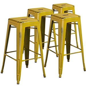 Flash Furniture Commerciële Grade 4 Pack 30 ""Hoge Backless noodlijdende Kelly Blue-Teal Metalen Binnen-Outdoor Barkruk