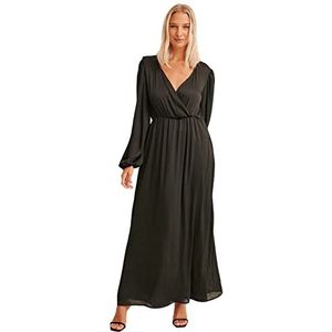 NA-KD Maxi-jurk met lange mouwen voor dames, zwart, 34