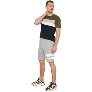 Trendyol Heren Regular Fit-tafelte Shorts & Bermuda Casual Shorts, Gray, Small