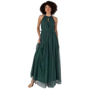 Anaya with Love Maxi-jurk voor dames, mouwloos, halternek, ruffle empire, A-lijn, voor bruiloft, gast, bruidsmeisje, bal, evenement, emerald green, 42