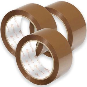 OFITURIA Verpakkingstape, bruin plakband, verpakkingstape voor verhuisdozen, verhuizing en verzending, plakband voor verpakkingen, veilig en robuust (38 mm x 66 m, 3 banden)