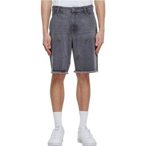 Urban Classics Heren Shorts Open Edge Two Knee Denim Shorts New Grey Washed 28, New Grey Washed, 28