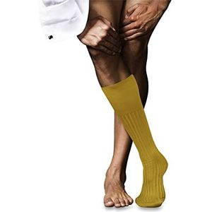 FALKE Heren Nr. 13 lange sokken, ademend, katoen, glanzend, licht, versterkt, platte teennaad, hoge kwaliteit, elegant, voor kleding en werk, 1 paar, geel (Mimosa 1265), 45-46 EU