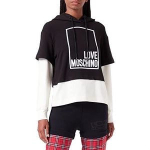 Love Moschino Dames lange mouwen met logo box design. Sweatshirt, zwart wit, 40