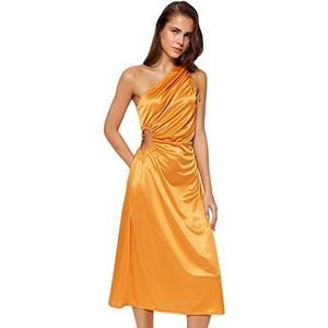 Trendyol Dames Shift getailleerde gebreide jurk, oranje,36, Oranje, 62