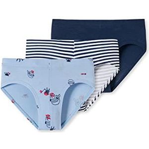Schiesser Jongens 3-pack slips onderbroeken ondergoed, blauw patroon, 140, blauw patroon, 140 cm
