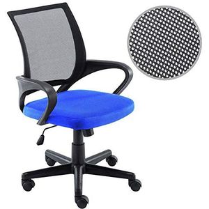BAKAJI Stoel voor bureau, bureaustoel, van ademende mesh, 360 graden draaibaar, in hoogte verstelbaar (blauw-zwart)