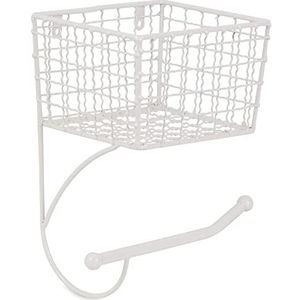 DII Rustieke boerderij badkamer decor, metalen opslag, toiletpapierhouder, antiek wit